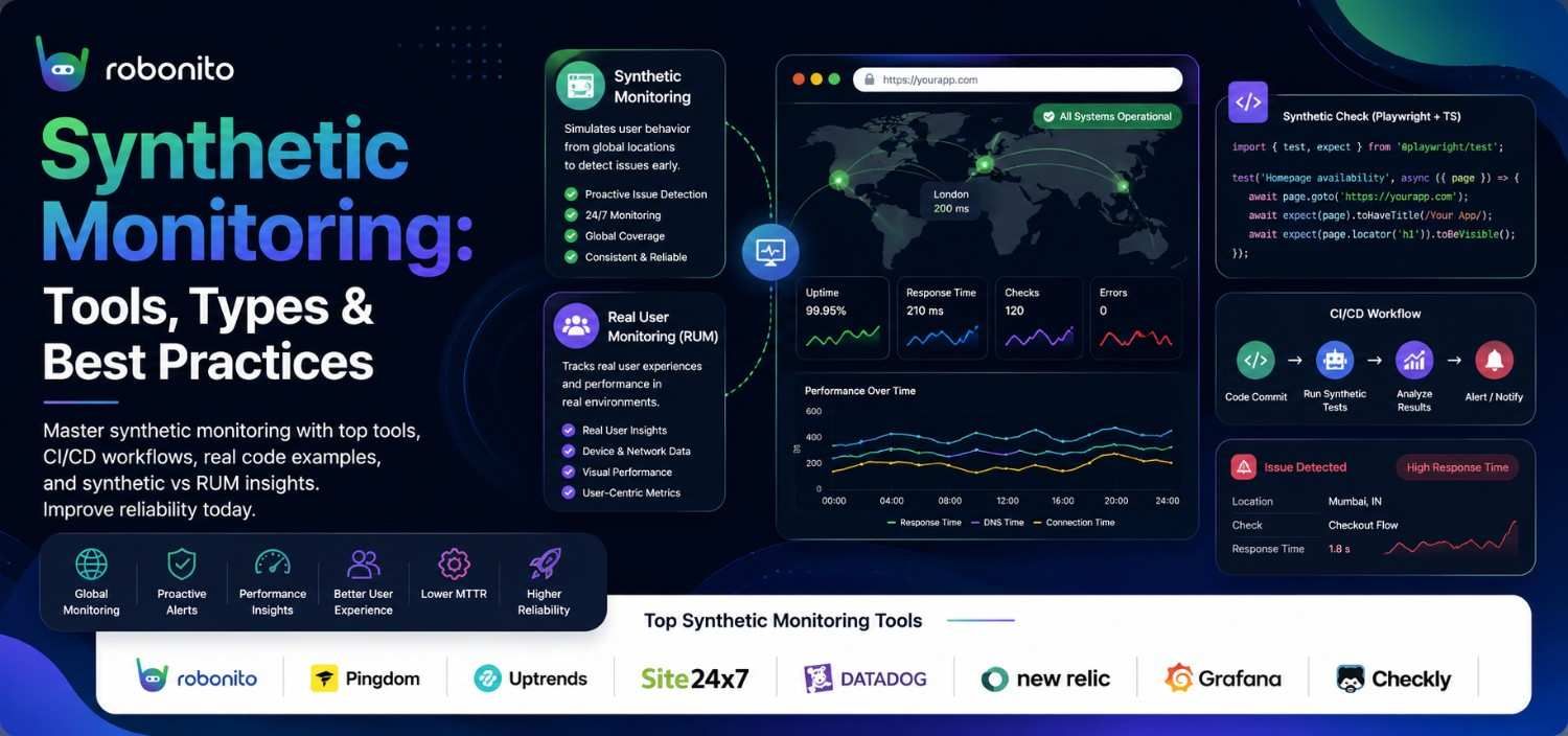 Synthetic monitoring tools and best practices