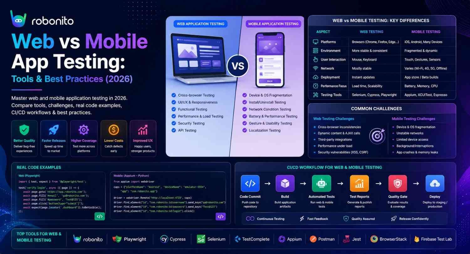 Web vs Mobile Application Testing: Key Differences, Tools & Strategies (2026)